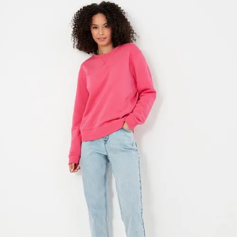 Joules Fuschia Pink Monique Garment Dyed Crew Neck Sweater